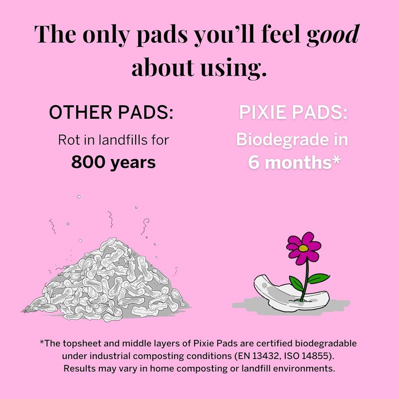 Pixie Cup Pixie Organic Cotton Ultra Thin Mini Pads Teens - Liners with Wings - Light Absorbency Menstrual Pads - Hypoallergenic, Unscented & Biodegradable for Feminine Care - FSA Eligible - 16 Count - Image 5